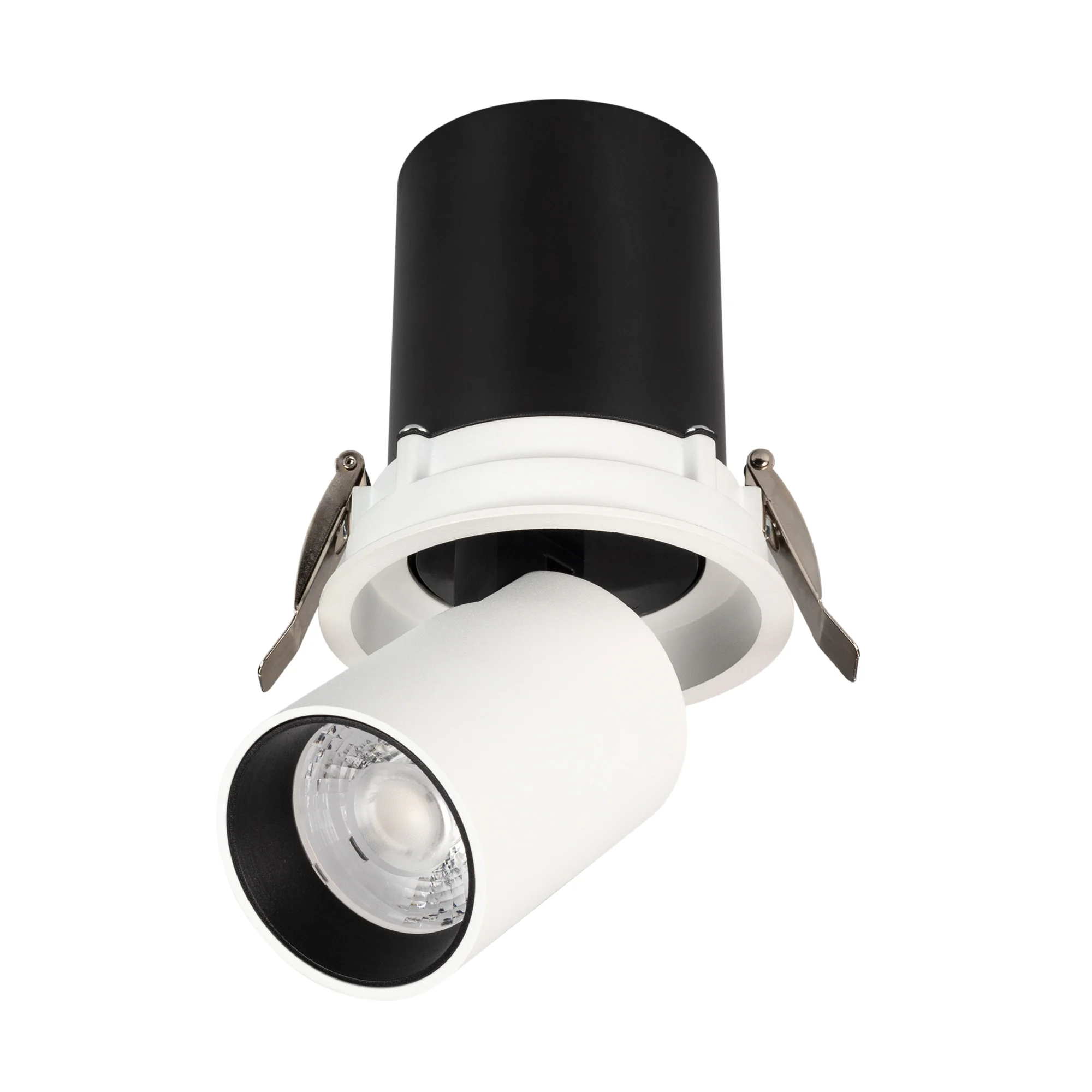 Светильник LTD-PULL-R100-10W Day4000 (WH, 24 deg, 230V) 031364 - Встраиваемый поворотный выдвигающийся светильник для потолка. Мощность 10 Вт, св. поток 900 лм, 90 лм/Вт, дневной 4000 K, CRI>90, угол 24°, напряжение питания 230 В. Белый круглый корпус из 