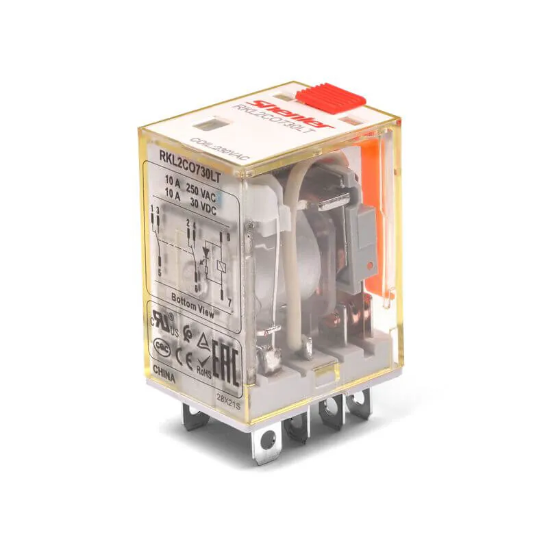 Реле RKL3CO048L - Миниатюрные силовые реле, 3 группы переключающих контактов, 48VDC, 10A, светодиодная индикация, для колодок серий: STB11-E