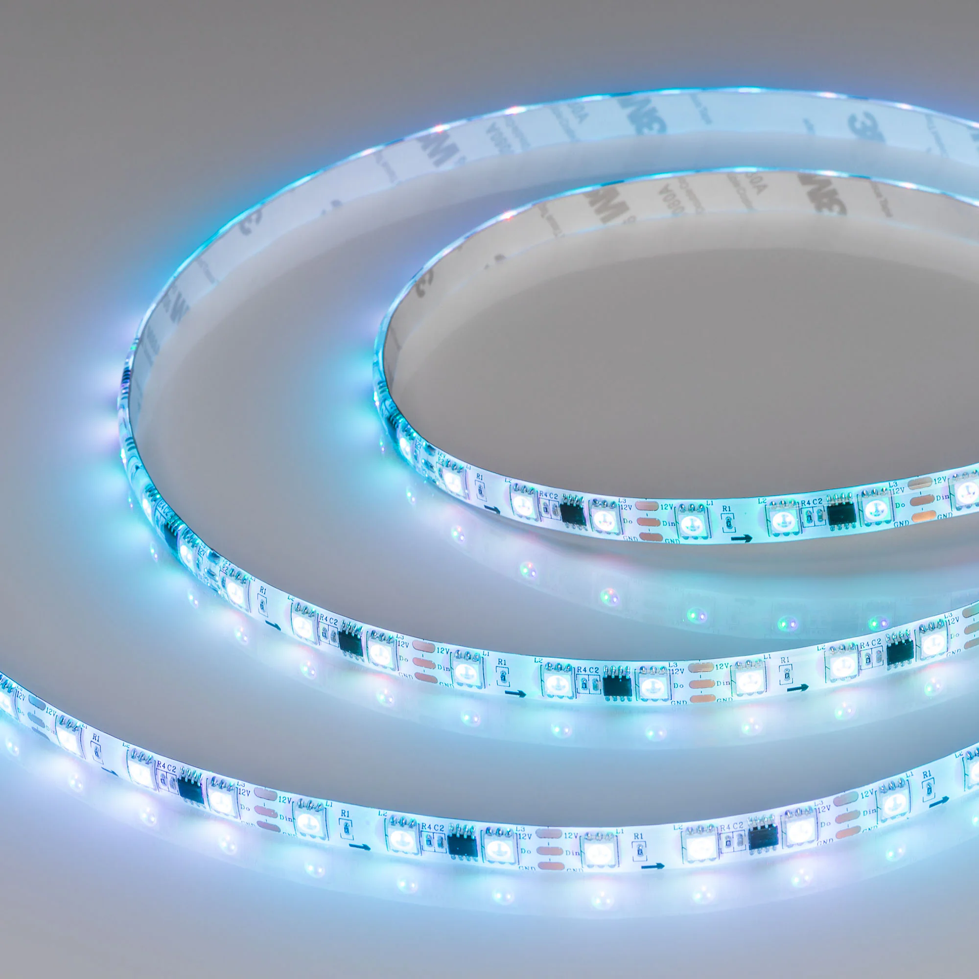Лента герметичная SPI-SE-B60-10mm 12V RGB-PX3 (14.4 W/m, IP65, 5060, 5m) 026366(2) - Светодиодная лента SPI-SE-B60, герметичная (SE-силиконовый верхний слой), с микросхемой 16703. Светодиоды 5060, 60 шт/м (300 шт на 5 м), 20 pixel/m (1 pixel = 3 LED), бел