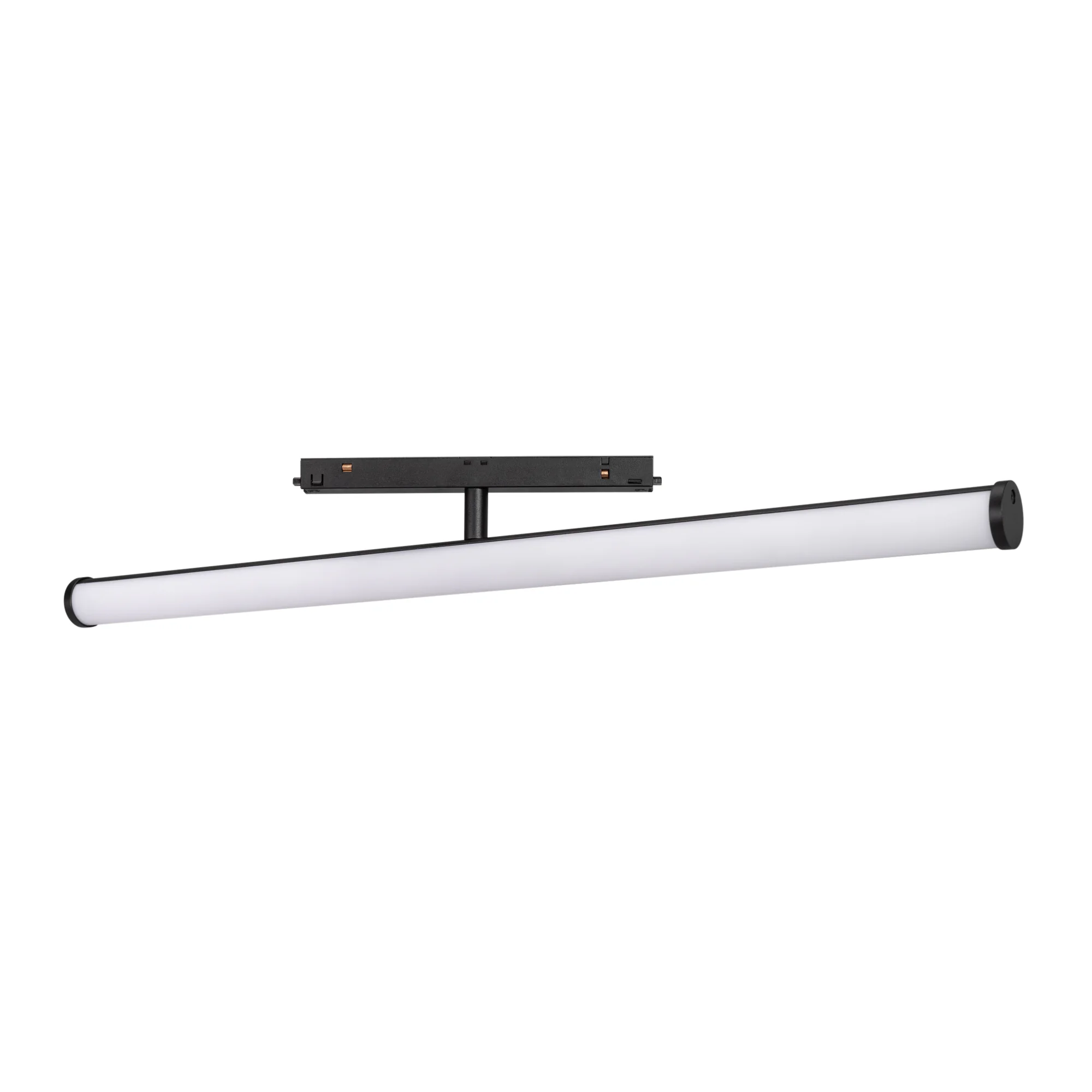 Светильник MAG-ORIENT-TUBE-TURN-L900-30W Day4000 (BK, 180 deg, 48V) 036478 - Светильник для магнитных треков MAG-ORIENT шириной 26 мм. Мощность 30 Вт, св. поток 2600 лм, 90 лм/Вт, дневной 4000 K, CRI>90, угол 180°, напряжение питания 48 В. Черный фигурный