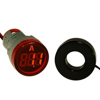 DMS-215 - Цифровой LED амперметр AC 0-100А, AD16-22AM, красный, установка на панель в отв d=22мм