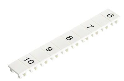 Шильдик M1.331.5300.2 - Маркировка для клемм сечением 4 мм.кв., шириной 6 мм, 10 шильдиков, белая, нанесенные знаки: 6, пробел,7, ,8, ,9, ,10,