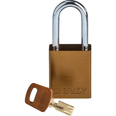 gws150286 - Замок SafeKey алюминиевый со стальной дужкой, высота дужки – 38 мм, диаметр дужки – 6.4 мм, алюминиевый корпус, размеры корпуса – 46х38х19 мм, цвет – коричневый, 1 шт/упак