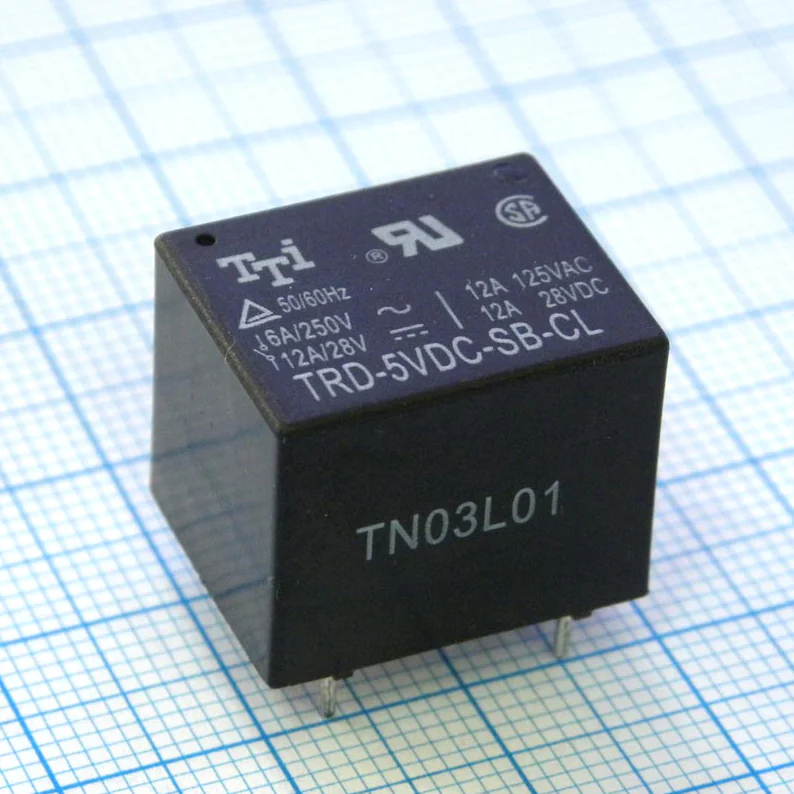 TRD-5VDC-SC-CL-R - миниатюрное 5VDC, 6A/250VAC 12А/28VDC, 1переключение