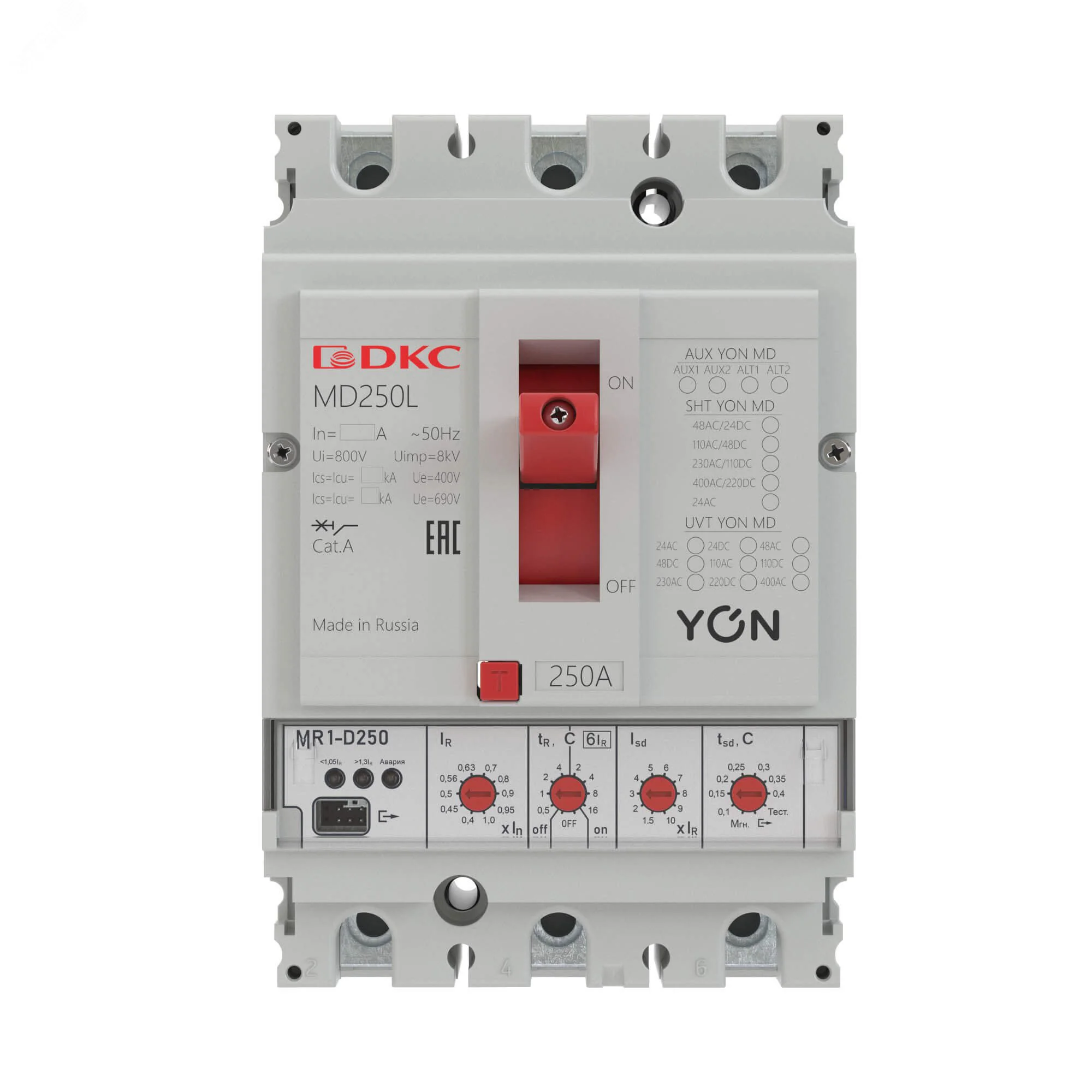 Выключатель автоматический в литом корпусе YON MD250H-MR1 3P 250А 65kA Ir 0.4...1xIn Isd 1.5...10xIn MD250H-MR1