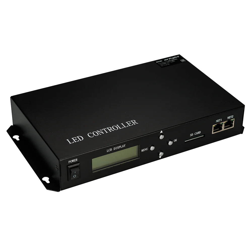 Контроллер HX-801TC (122880 pix, 220V, SD-карта) 022187 - Master-контроллер для синхронизации до 96 контроллеров HX-801RC (арт. 018549), 2 выходных Ethernet-порта до 122 880 пикселей, без прямого выхода на ленты и модули. Запись программ на SD-карту (ПО L