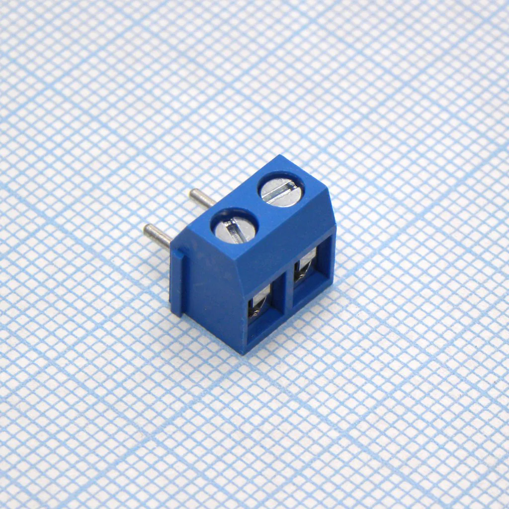 DG301R-5.0-02P-12-00A(H) - Винтовой клеммный блок с защитой провода, 2 контакта. Серия DG301R-5.0