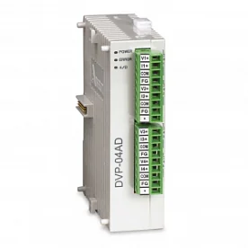 Модуль аналогового ввода DVP04AD-S - Модуль аналогового ввода: 4AI, 14bit, 24V DC Power, with RS485, SLIM
