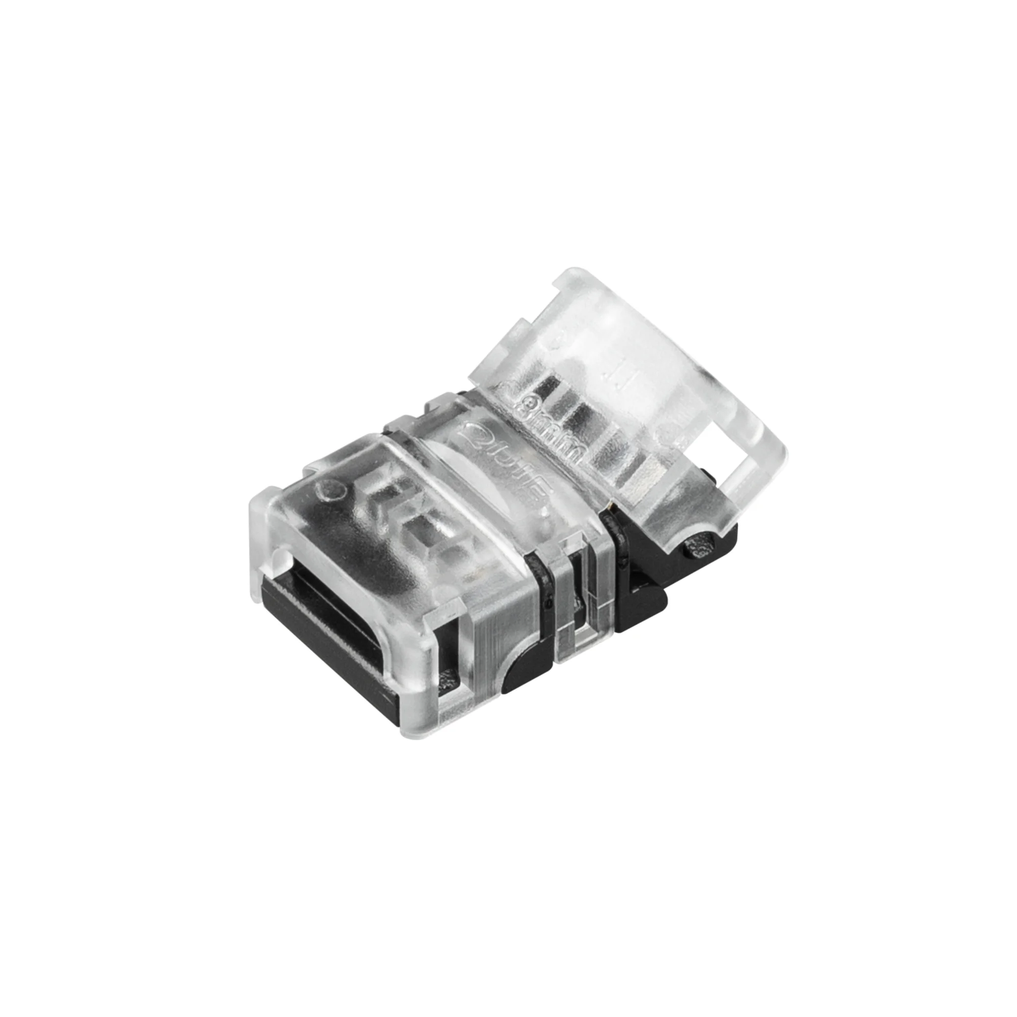 Коннектор HIP-MONO-8-2pin-STS 032215 - Одиночный коннектор для соединения 2-х отрезков открытых светодиодных одноцветных лент шириной 8 мм. Материал - прозрачный пластик. Обеспечивает соединение без видимых разрывов. Максимальный допустимый ток 3 А, напря