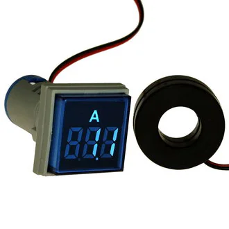 DMS-224 - Цифровой LED амперметр AC 0-100А, AD16-22AMS, синий, установка на панель в отв d=22мм