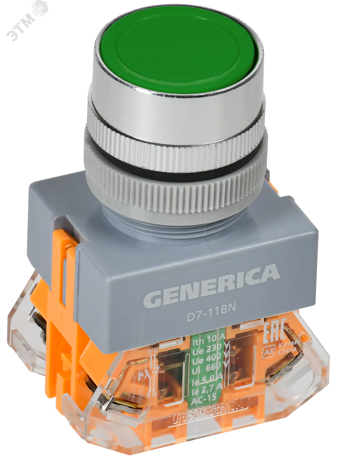 Кнопка D7-11BN d=22мм 1з+1р зеленая GENERICA BBT50-11BN-3-22-K06-G