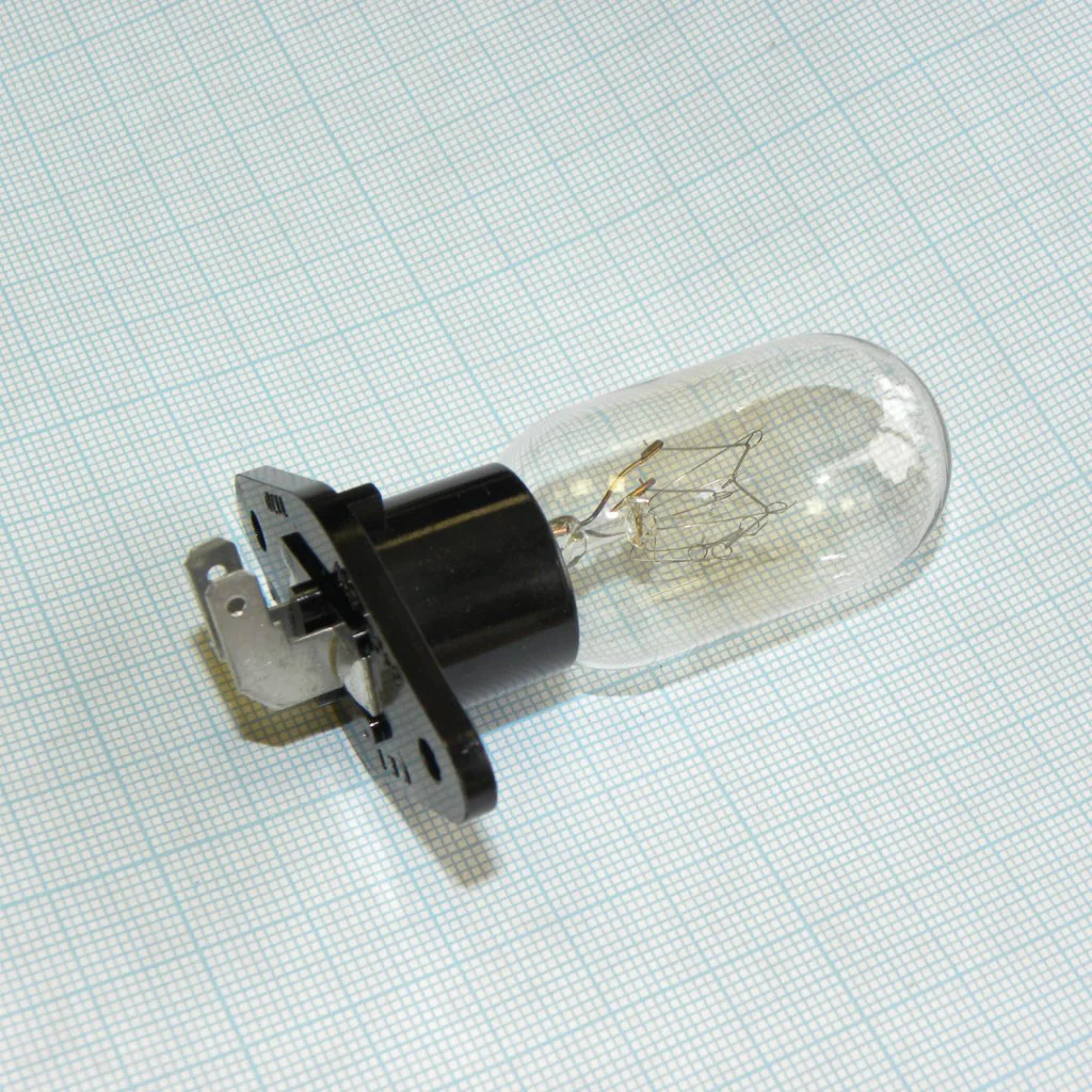 Лампа для СВЧ печи 220-250V 20W угл конт - лампа для СВЧ печи с фланцем, с изогнутыми контактами