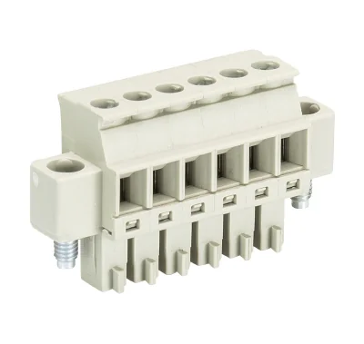 Розетка Wiecon 8813 B / 6 VR F OB - Розеточный разъем, прямой, на кабель, с монтажными фланцами, шаг 3,81 мм, 6 полюсов, номинальное сечение: 1,5 мм кв., винтовая фиксация провода, 250V, 8А, без маркировки, цвет: серый, серия 8813 B VRF