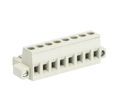 Розетка Wiecon 8113 B / 8 F - Розеточный разъем, прямой, на кабель, с монтажными фланцами, шаг 5,00 мм, 8 полюсов, номинальное сечение: 2,5 мм кв., винтовая фиксация провода, 400V, 12А, с маркировкой, цвет: серый, серия 8113 F