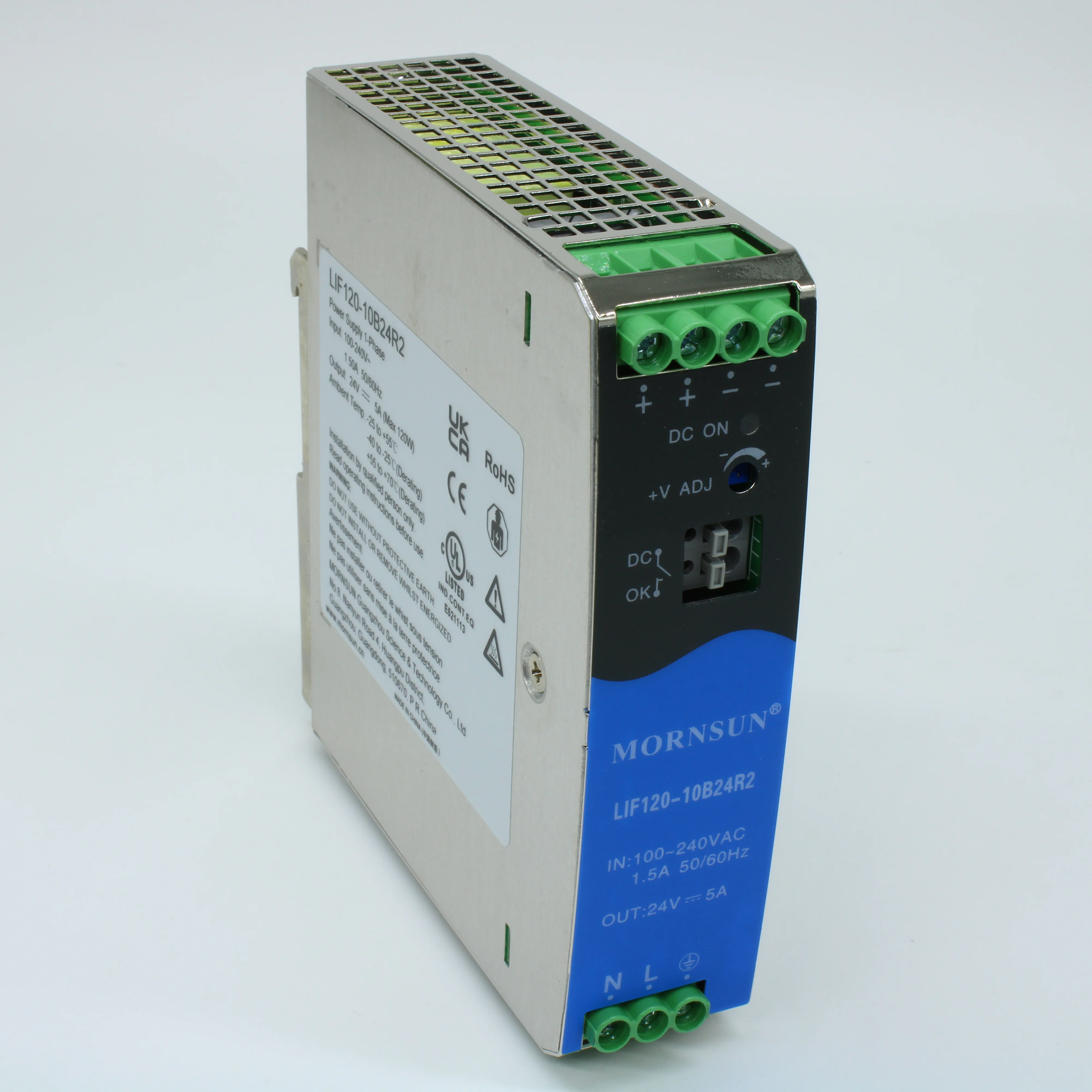 LIF120-10B24R2 - Преобразователь AC-DC на DIN-рейку  120Вт, выход 24В/5A