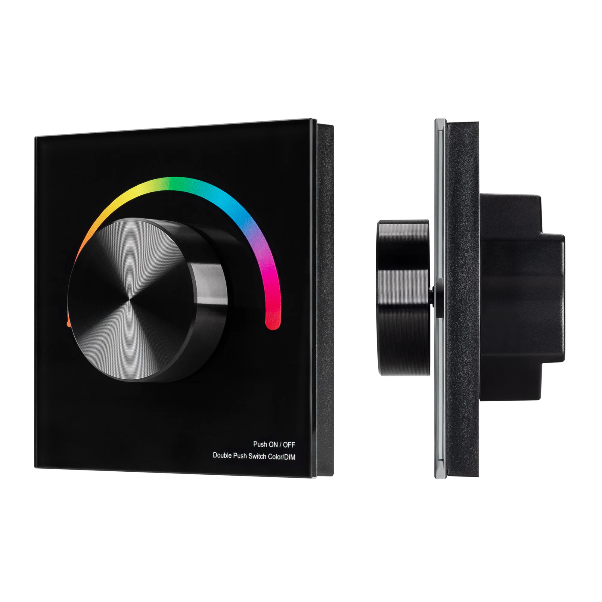 Панель SMART-P8-RGB-G-IN Black (12-24V, 3x4A, Rotary, 2.4G) 033763 - Встраиваемая роторная стеклянная панель 2.4 ГГц, цвет чёрный. Для управления RGB источниками света (ШИМ). Управление цветом с помощью роторного вращателя. Работает в режиме master/slave 