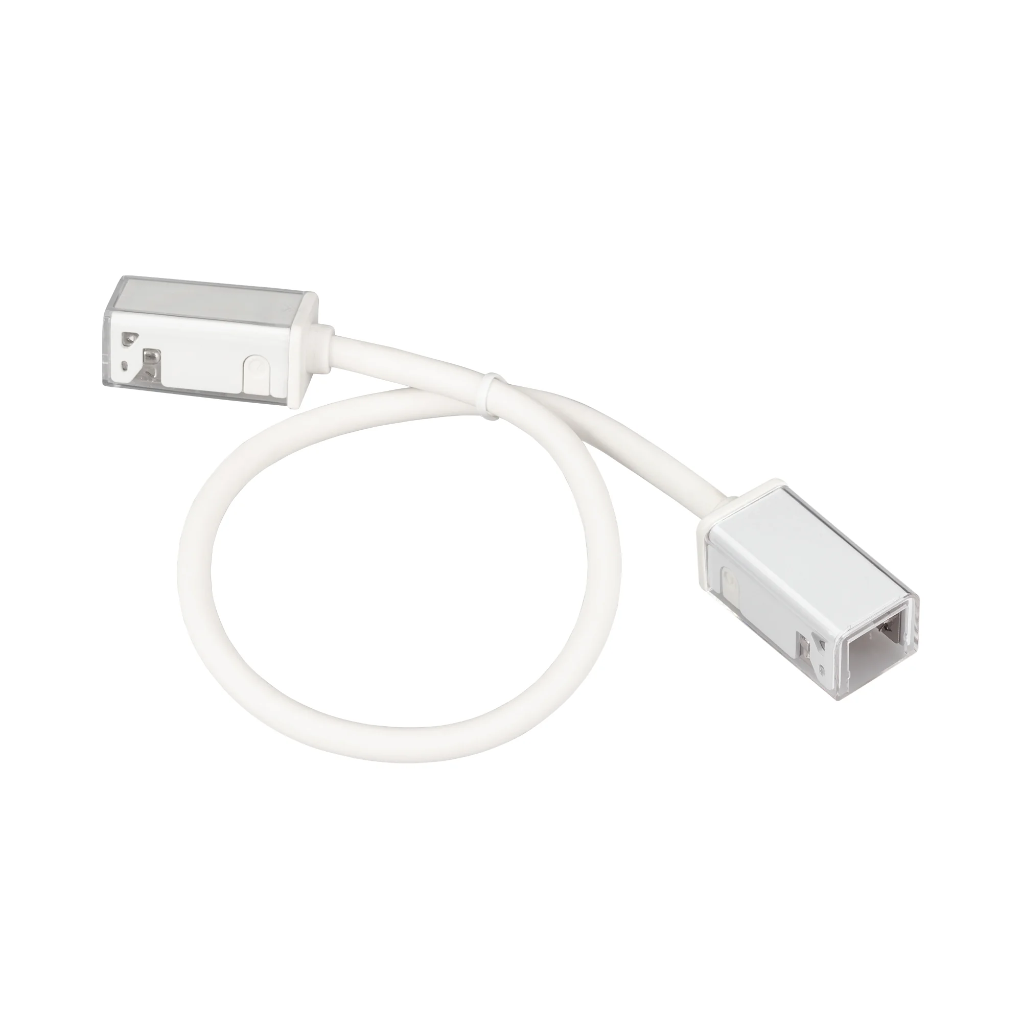 Коннектор питания ARL-MOONLIGHT-1213-CON-POWER-MID-WIRE-WH 029418 - Герметичный двусторонний коннектор питания на проводе для гибкого неона MOONLIGHT, сечение 12х13мм, длина кабеля 300 мм, цвет белый. Подключение питания без пайки, IP54.