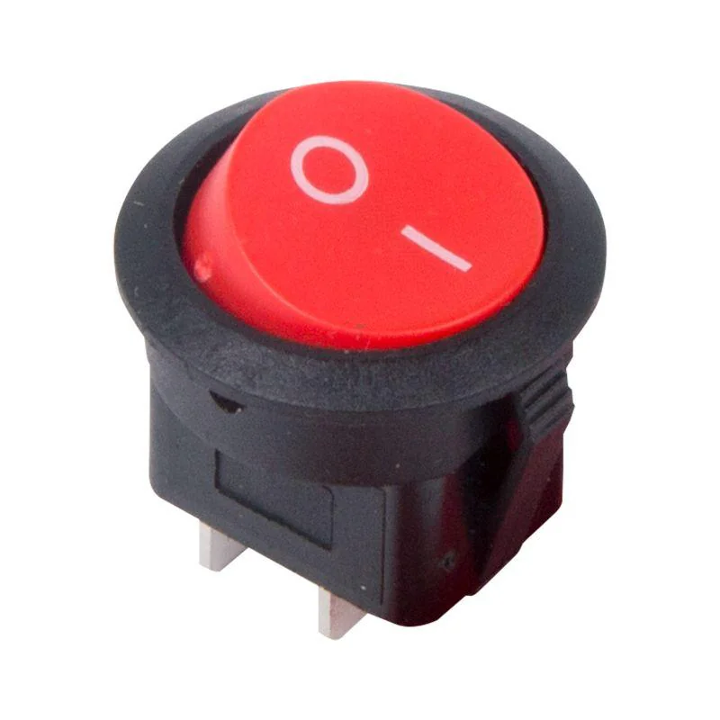 RWB-213 красный - Выключатель клавишный круглый ON-OFF (2c) 6А 250В