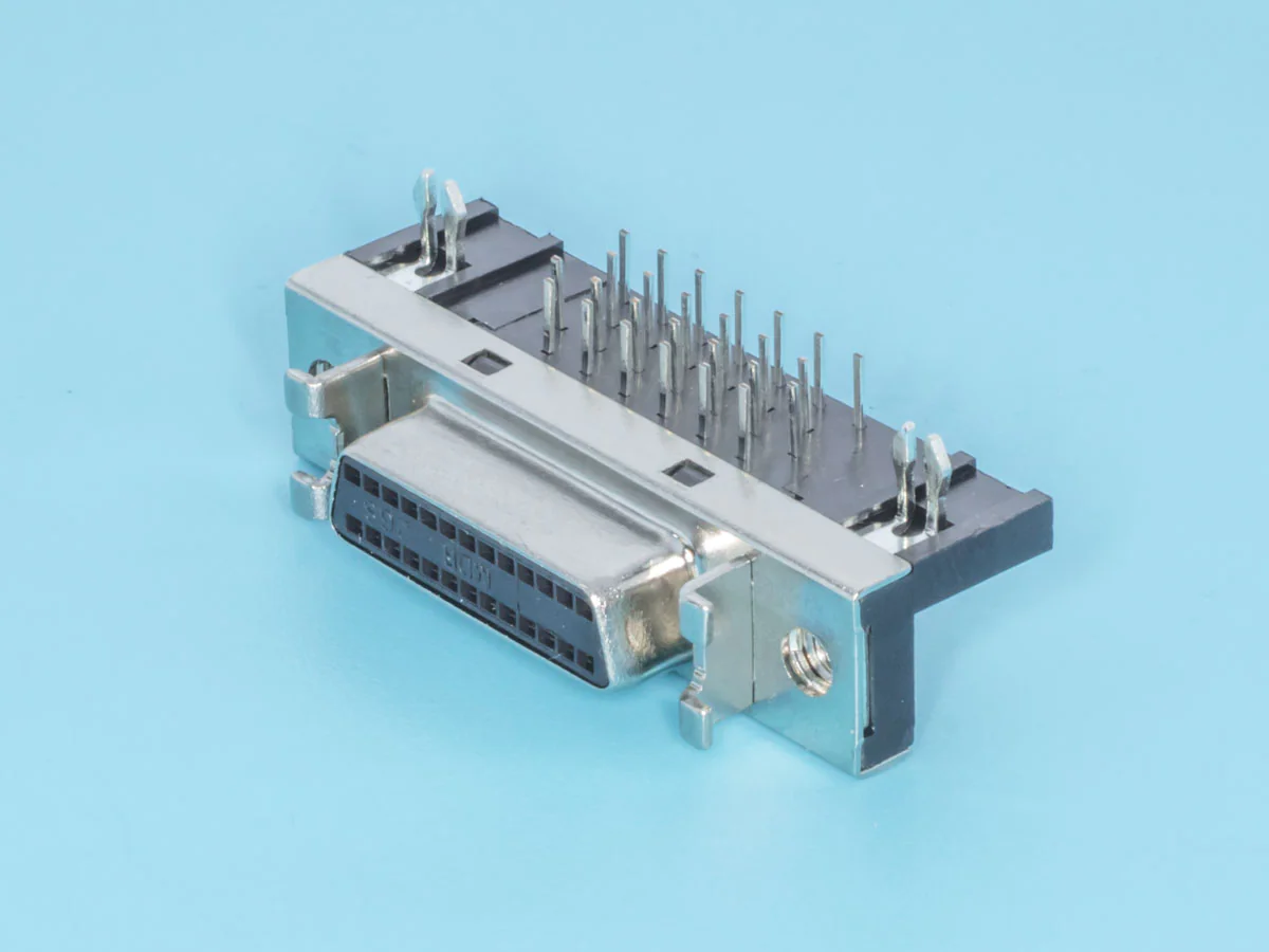 MDR-26F - Разъем Micro D-SUB 26 контактов, гнездо на плату, прямой угол, без крепежных винтов