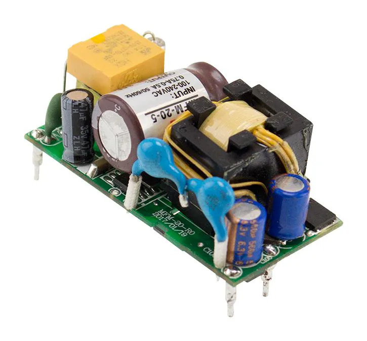 MFM-20-3.3 - AC-DC med, 14.9Вт, вход 80...264В AC 47...440 Гц, выход 3.3В/4.5А, изоляция 4000В AC, на плате 49х23.8х23мм, -35...+85°C