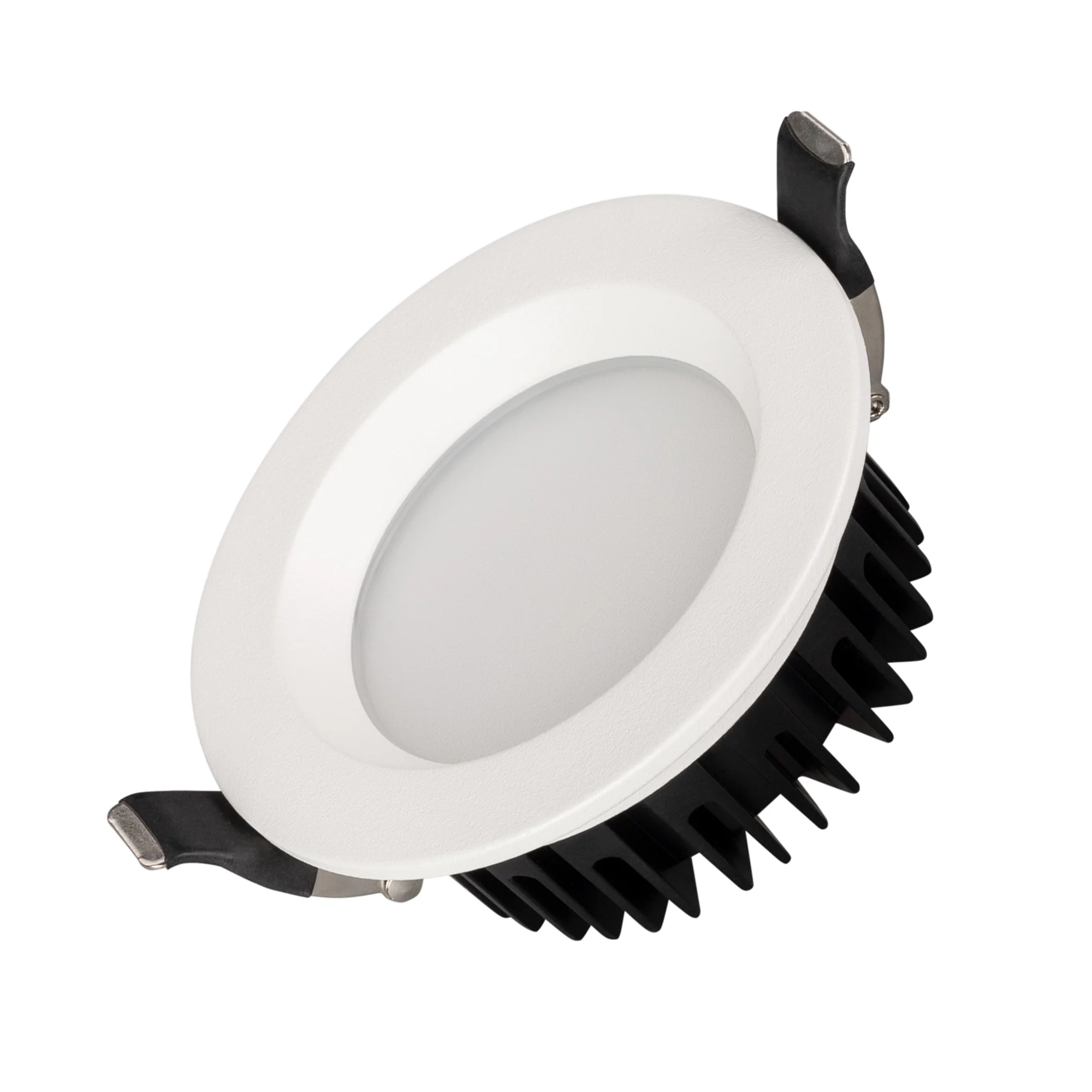 Светильник MS-MIST-BUILT-R105-9W Warm3000 (WH, 110 deg, 230V) 041614 - Встраиваемый светильник даунлайт. Мощность 9 Вт, св. поток 555 лм, 62 лм/Вт, тёплый 3000 K, CRI>90, угол 110°, напряжение питания 230 В. Белый круглый корпус из алюминия, экран PMMA, с