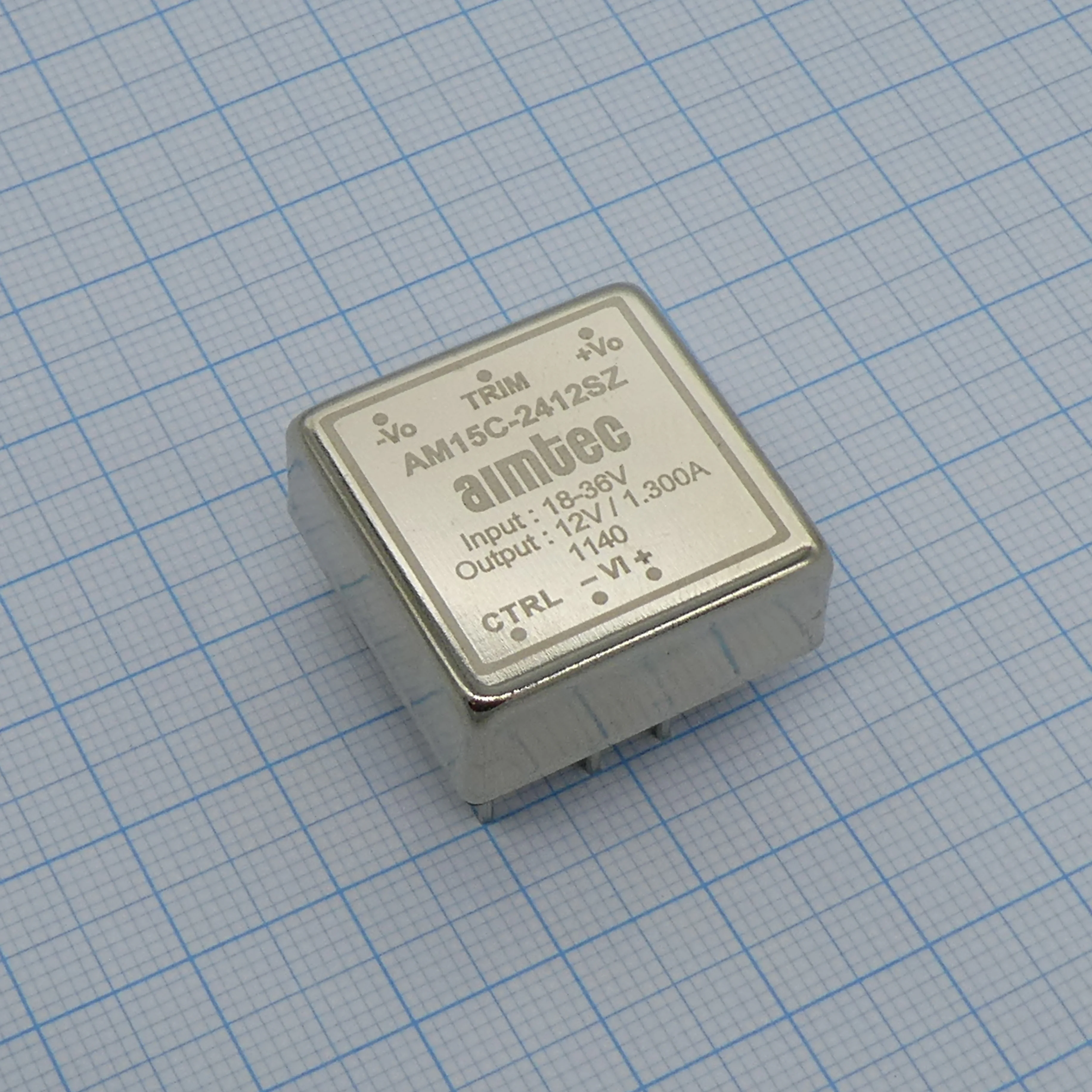 AM15C-2405SZ - DC/DC, 15Вт, вход 18…36В, выход 5В/3А, изоляция 1600В DC, КПД 87%, максимальная емкостная нагрузка не более 1000мкФ, вход On/Off, 1x1", 25.4x25.4x10.16мм, -40…85°C, металл