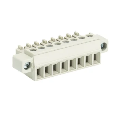 Розетка Wiecon 8513 B / 8 F OB - Розеточный разъем, угловой, на кабель, с монтажными фланцами, шаг 3,5 мм, 8 полюсов, номинальное сечение: 1,5 мм кв., винтовая фиксация провода, 250V, 8А, без маркировки, цвет: серый, серия 8513 B