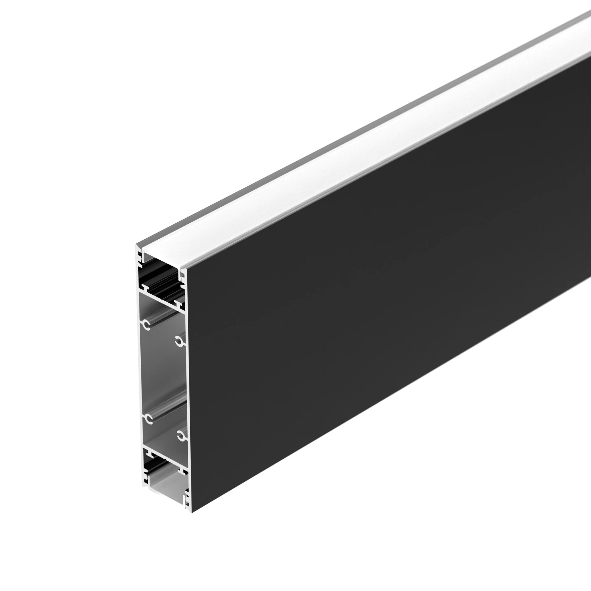 Профиль SL-LINE-25100-DUAL-2500 BLACK 033735 - Алюминиевый профиль для светодиодных лент и линеек, свечение вверх и вниз. Цвет - чёрный RAL9005 (порошковая окраска). Габаритные размеры (LхWхH): 2500x25x100 мм. Ширина площадки для ленты 12 мм. Экраны, загл