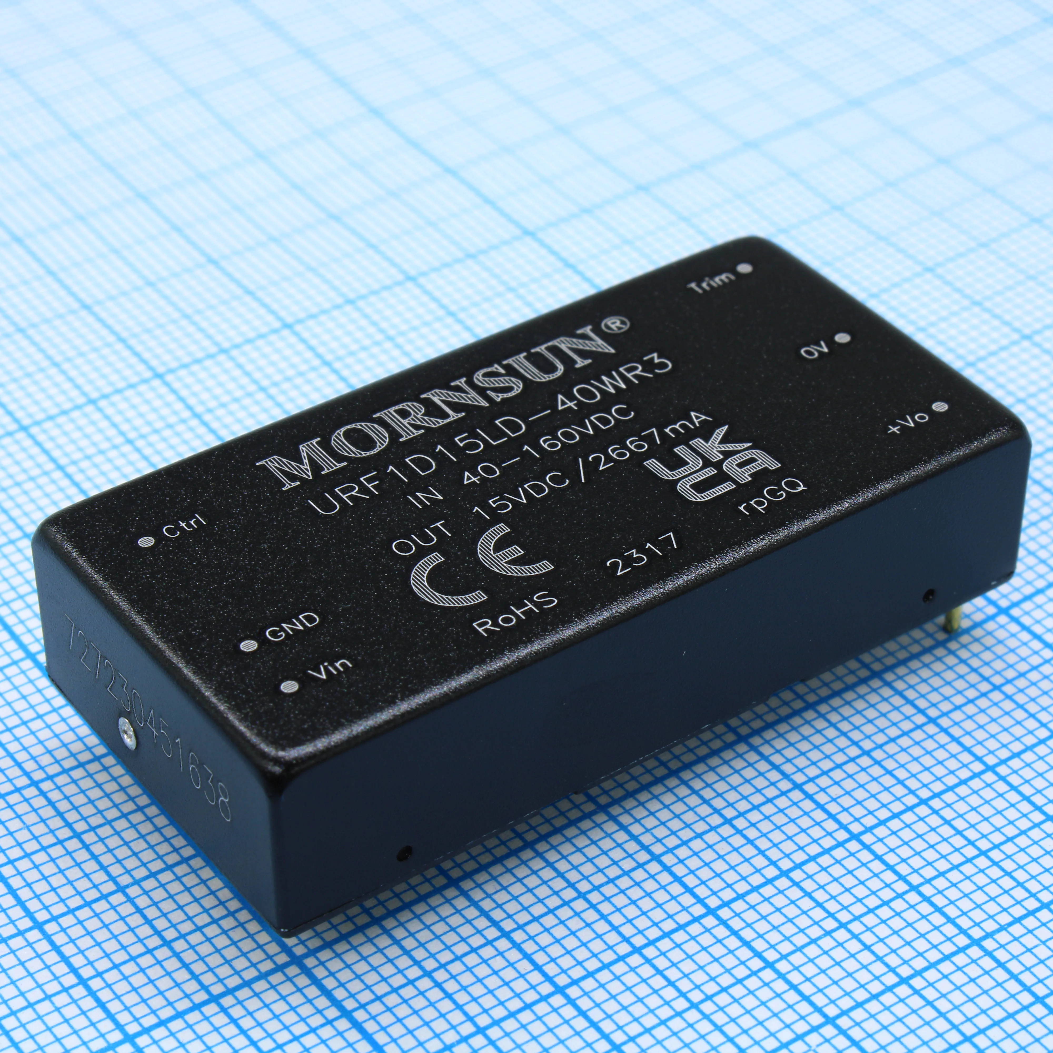 URF1D15LD-40WR3 - Преобразователь DC/DC 40Вт вход 40...160В выход 15В 2.67А КПД 91% -40°С...+85°С изоляция 1500В