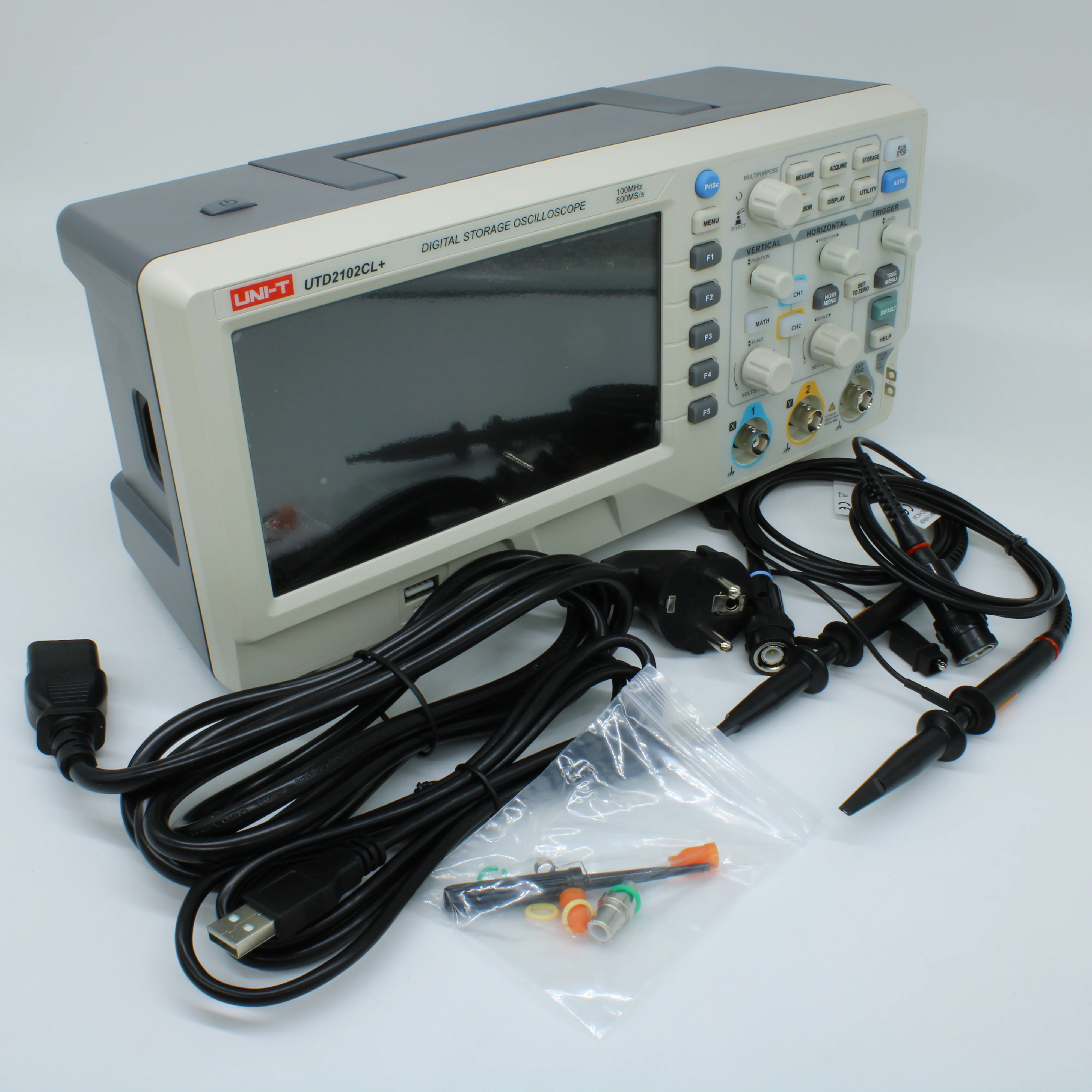 UTD2102CL+ - Осциллограф цифровой, 2 канала х 100МГц, USB, цветной дисплей