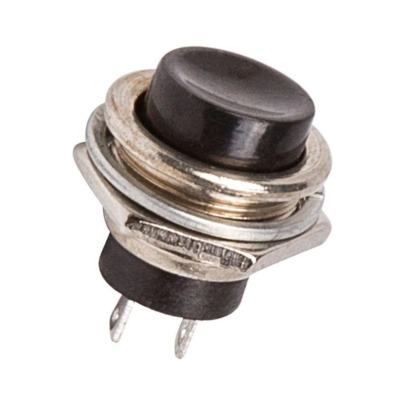 RWD-306 черный - Кнопка без фиксации 2А 250В (ON)-OFF круглая М16