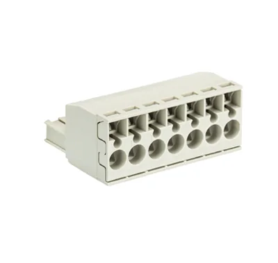 Розетка Wiecon 8213 BFK /7 TOP K - Розеточный разъем, угловой, на кабель, шаг 5,08 мм, 7 полюсов, номинальное сечение: 2,5 мм кв., пружинная фиксация провода, 400V, 12А, с маркировкой, цвет: серый, серия 8213 BFK