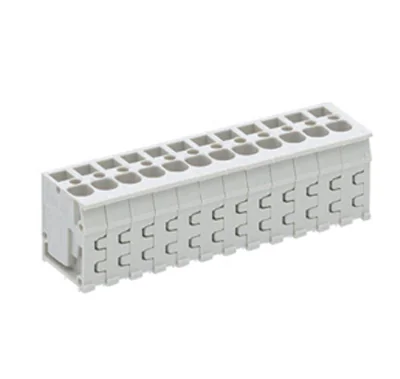 Клемма Wiecon 8158 / 12 TOP V OB - Клемма на печатную плату, подвод кабеля сверху, 12 полюсов, шаг: 5,00 мм, пружинная фиксация провода, без маркировки, 300V, 16А, цвет: серый, серия 8158 TOP V/H