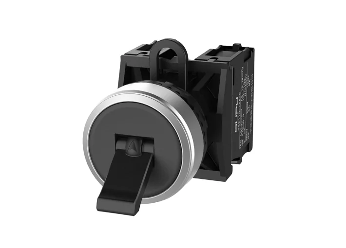 Тумблер (черный) TS2520-0NM60-S20 - Тумблер, без блокировки, без подсветки, алюминиевое переднее кольцо, с мгновенным нажатием, с контактной группой 2NO, диаметр головки кнопки 29,5 мм, диаметр посадочного отверстия: 22 мм, цвет: черный