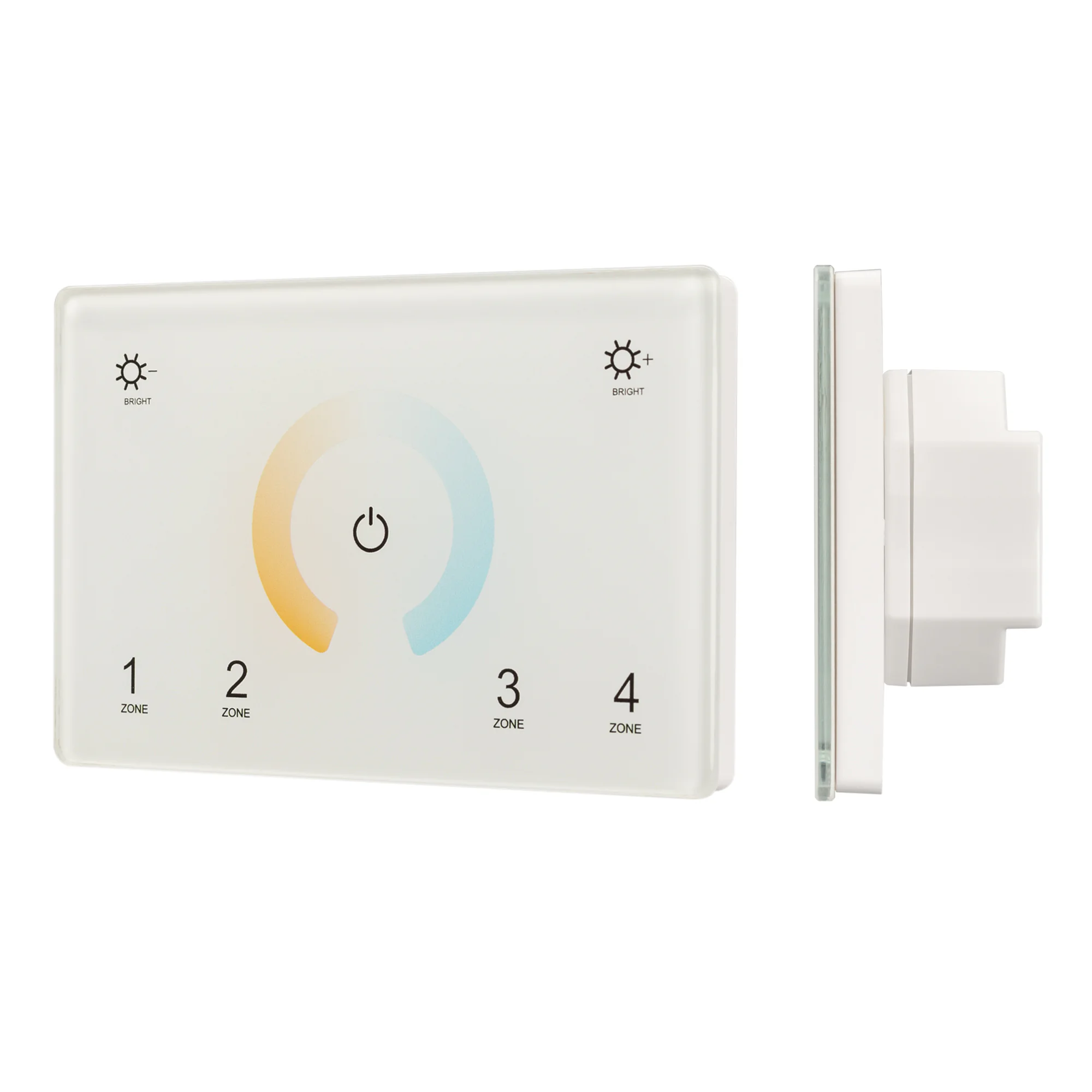 Панель Sens SMART-P81-MIX White (230V, 4 зоны, 2.4G) 028400 - Встраиваемая сенсорная панель 2.4 ГГц, цвет белый. Итальянский стандарт. Материал - стекло. Для управления мультибелыми (MIX/CCT) источниками света (ШИМ), 4 зоны управления. Функция управления 