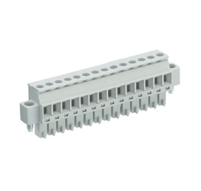 Розетка Wiecon 8813 B / 14 VL F - Розеточный разъем, прямой, на кабель, шаг 3,81 мм, 14 полюсов, номинальное сечение: 1,5 мм кв., винтовая фиксация провода, 250V, 8А, без маркировки, цвет: серый, серия 8813 B VL