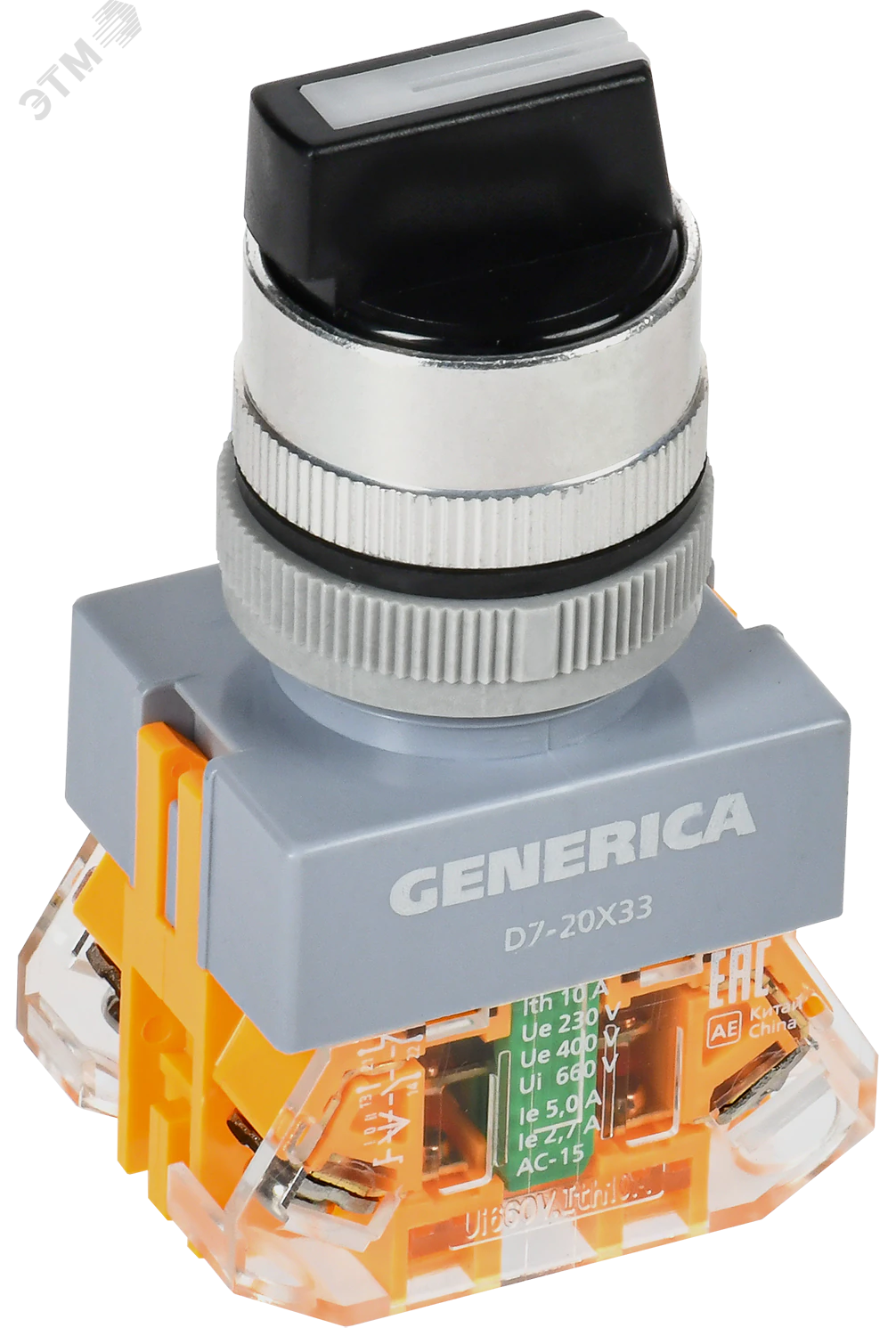 Переключатель D7-20X33 3 полож. 1з+1р возв. черный GENERICA BSW50-20X33-3-22-3-K02-G