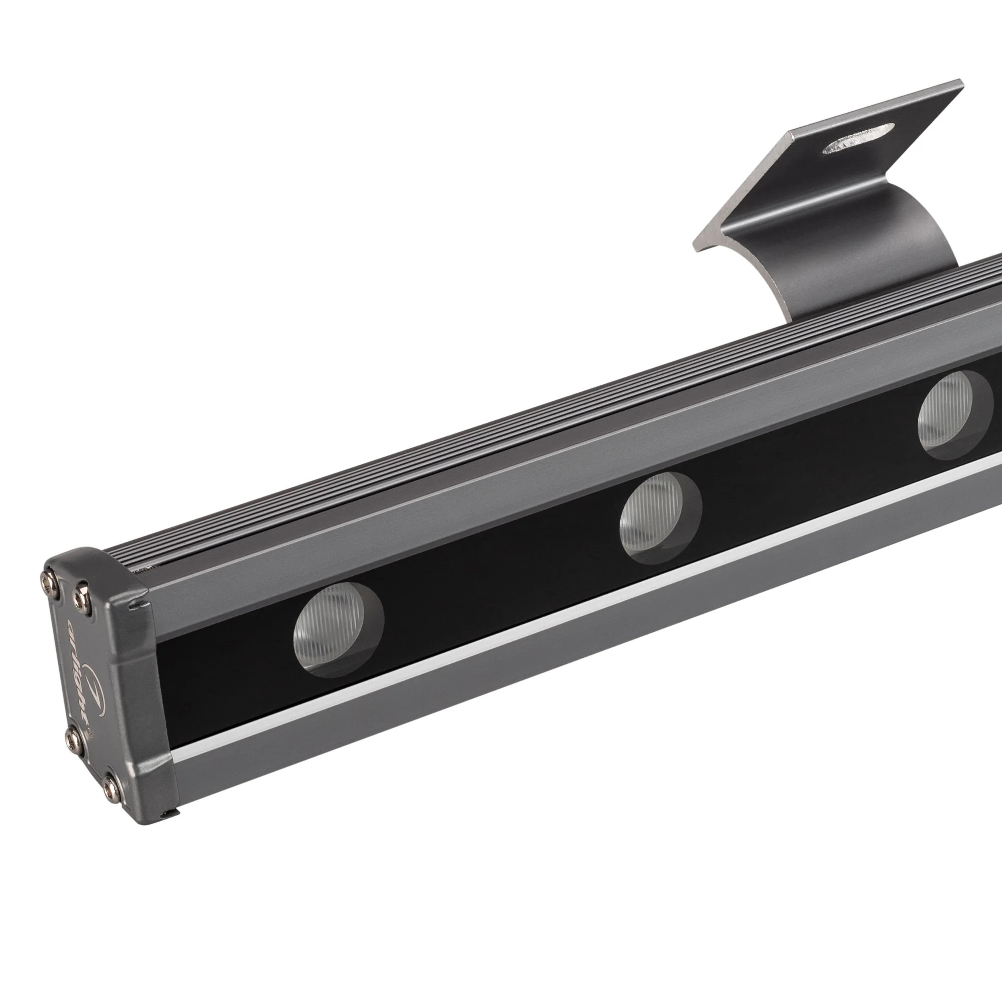 Светодиодный прожектор AR-LINE-1000L-48W-24V RGB-Day4000 (Grey, 15x45 deg, DMX512) 027282 - Линейный светодиодный прожектор "WALLWASHER. Мощность 48W, напряжение питания DC 24V. Количество светодиодов 12 штук. Цвет светодиодов RGB-Day(4000K) (4 кристалла 