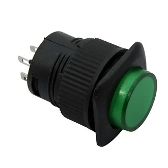 R16-504AD-G LOCK - Кнопочный переключатель с фиксацией, зеленая LED подсветка