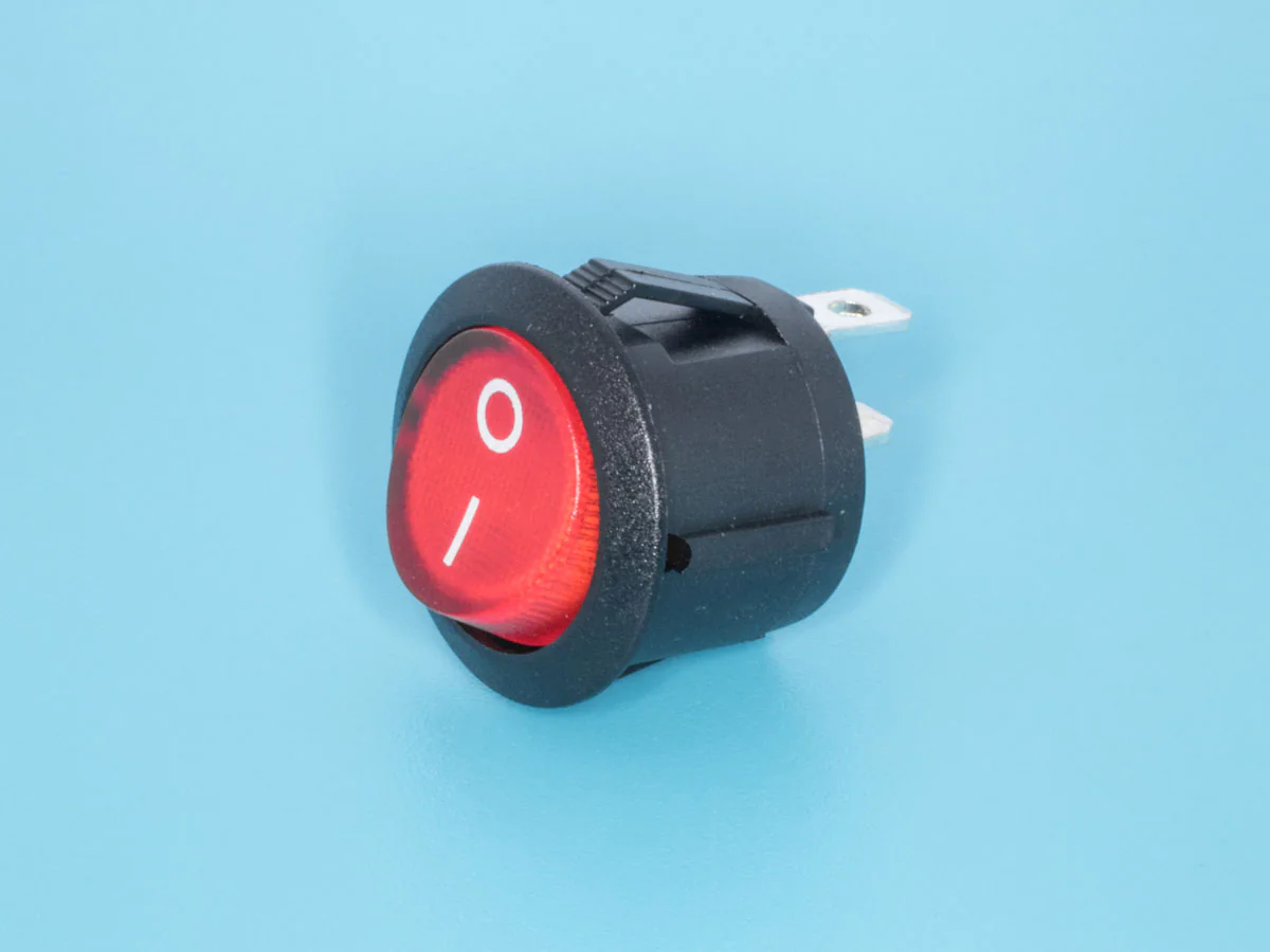 SWR-21R - Выключатель 220В 2 контакта круглый, d 20мм, красный, вкл-выкл