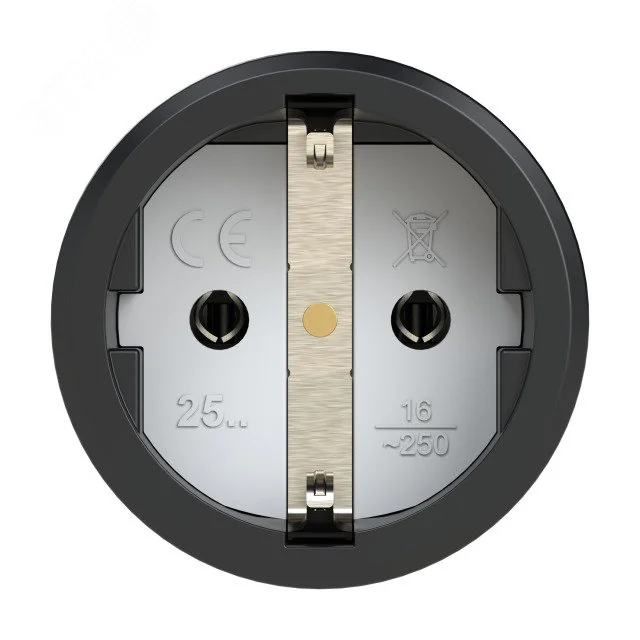Розетка каб 16A/250V/2P+E/IP20 корпус черный, маркер черный 00-00026218