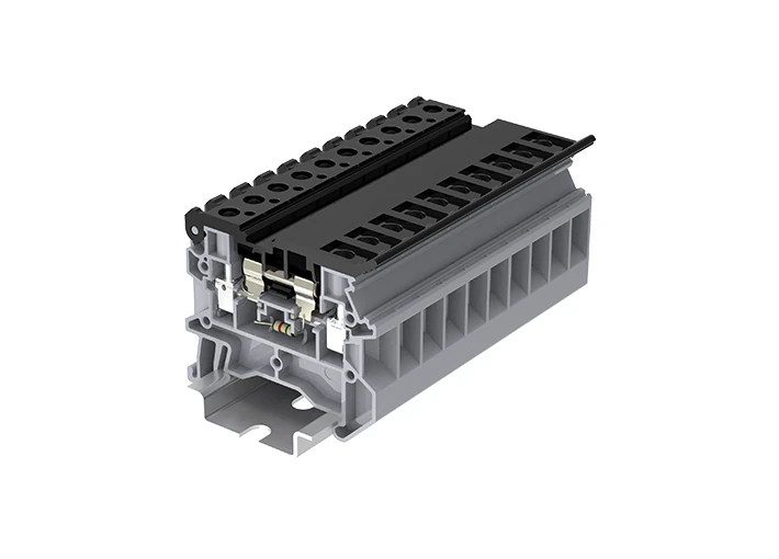 Предохранительная клемма TU4-HESILED250-GY - Предохранительная клемма, LED индикация: 250V, тип фиксации провода: винтовой, номинальное сечение: 4 мм кв., 6,3A, 400V, ширина: 6,2 мм, цвет: серый, тип монтажа: DIN 35