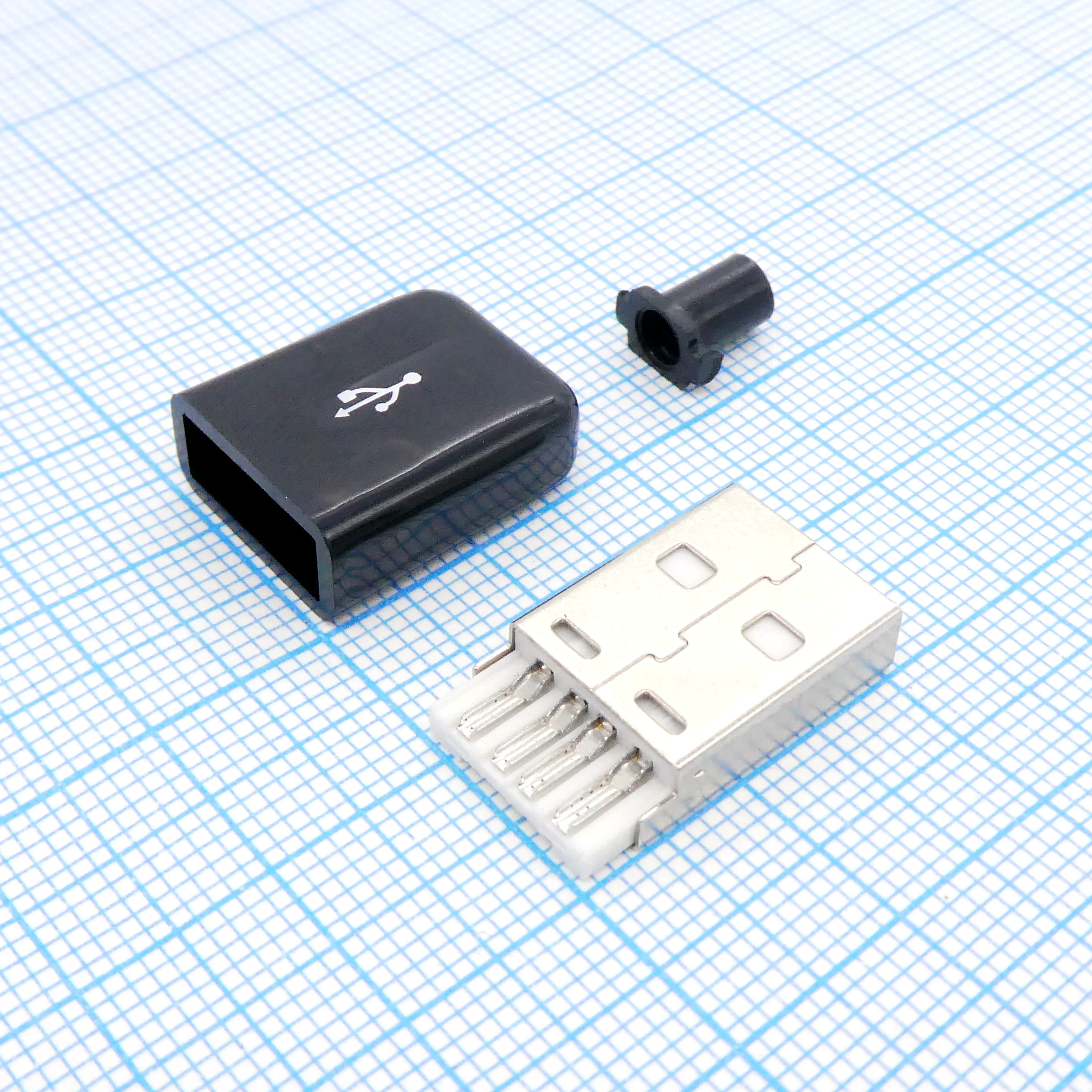 USB AM черный пластиковый кожух - USB AM черный