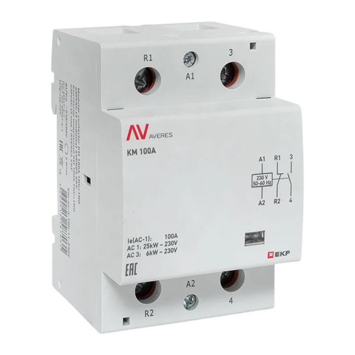 Контактор модульный КМ 100А 1NC+1NO 230VAC (3 мод.) AVERES EKF