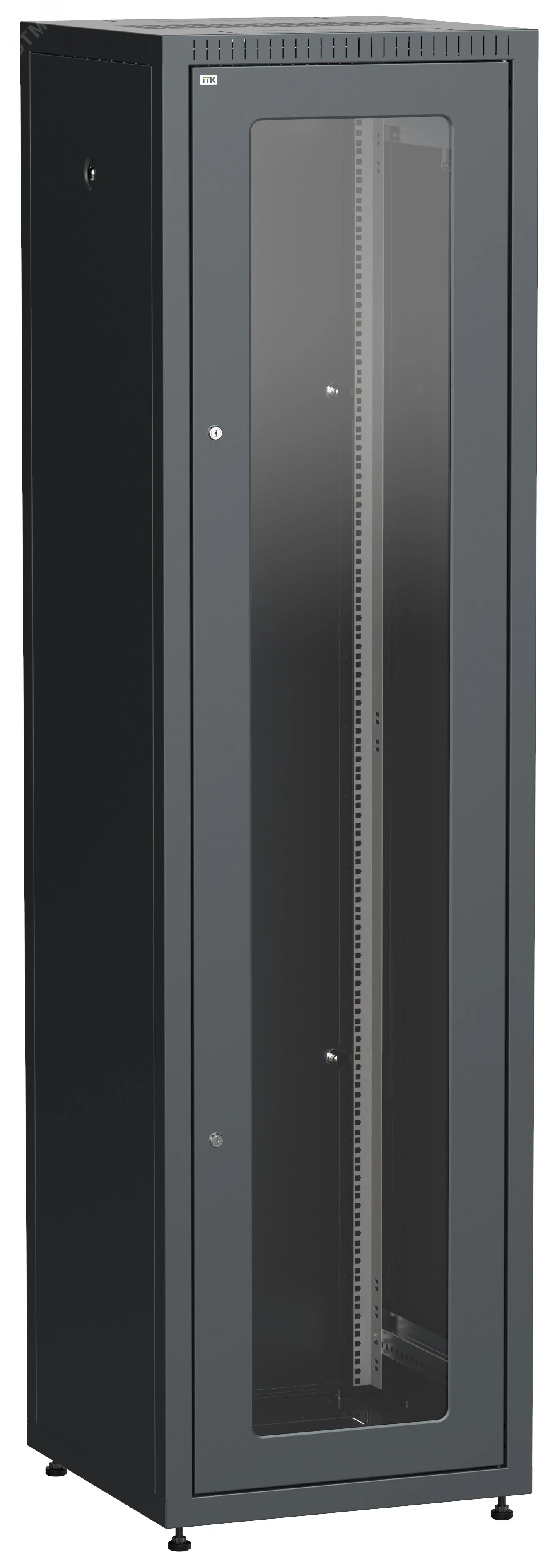 Шкаф LINEA E 33U 600х600мм двери 2шт стекло и металл черный LE05-33U66-GM
