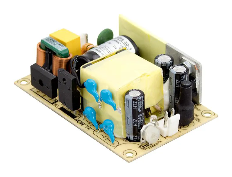 RPS-30-5 - AC-DC med, 30Вт, вход 80…264V AC, 47…63Гц, выход 5В/6A, рег.вых 4.7…5.5В, изоляция 4000V AC, открытая плата 76.2х50,8х24мм, -30…+70°С