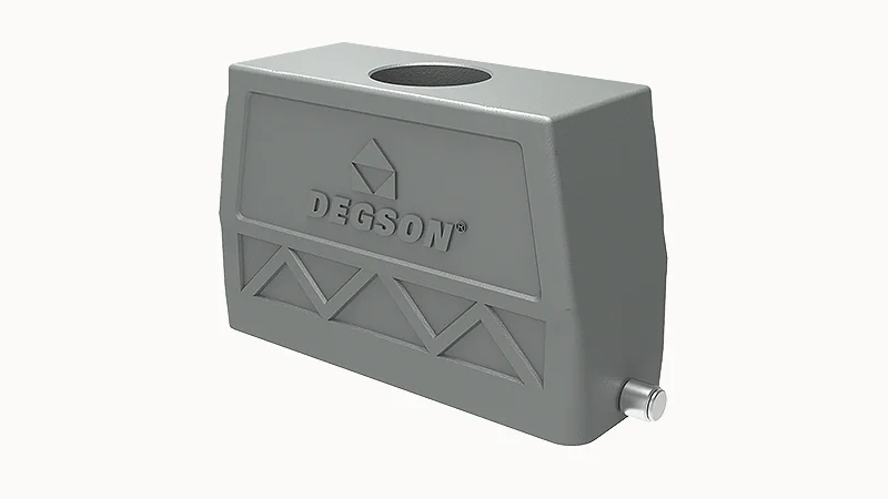 Крышка разъема D24B-TEH-2g-M40 - Крышка разъема на кабель, типоразмер 24B, высокое исполнение, без уплотнителя, 1 отверстие с резьбой для кабельных вводов M40x1,5, с верхним расположением, без защелки (упоры под одну защелку), материал корпуса: алюминиевы