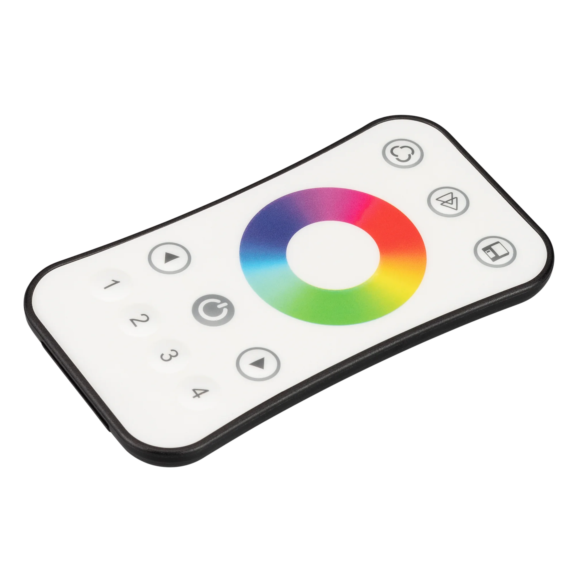 INTELLIGENT ARLIGHT Пульт SMART-RF-801-52-4G-1SC-RGB White (3V, 2.4G) 037675 - Кнопочный радиопульт с сенсорным кольцом 2.4 ГГц белого цвета для управления RGB источником света. 4 зоны управления, выбор цвета с помощью сенсорного кольца. Питание 3VDC (CR2