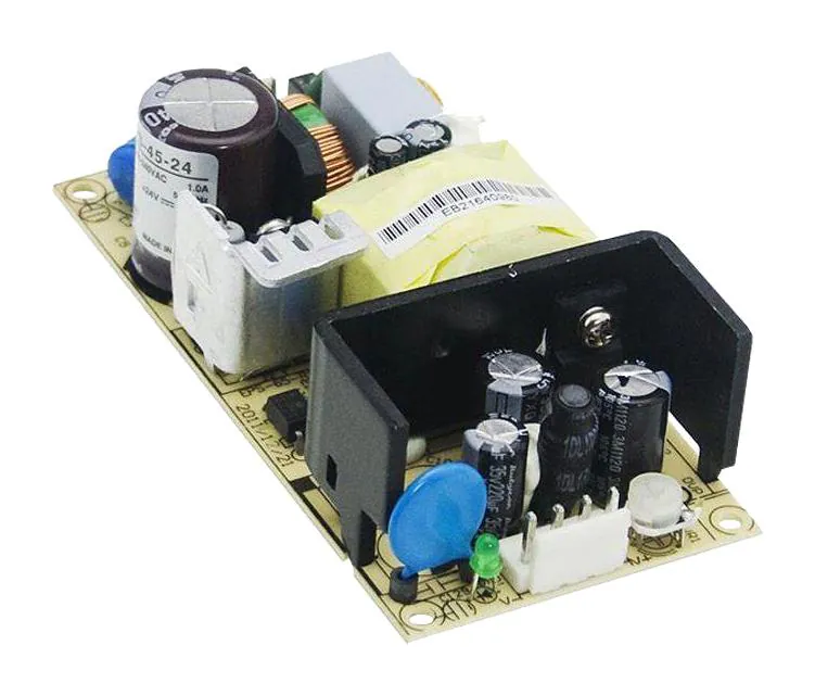 EPS-45-7.5 - AC-DC, 40.5Вт, вход 85…264V AC, 47…63Гц /120…370В DC, выход 7.5/5.4A, рег. вых 7.13…8.25В, изоляция 3000В AC, открытая плата 101.6х50.8х29мм, -30…+70°С
