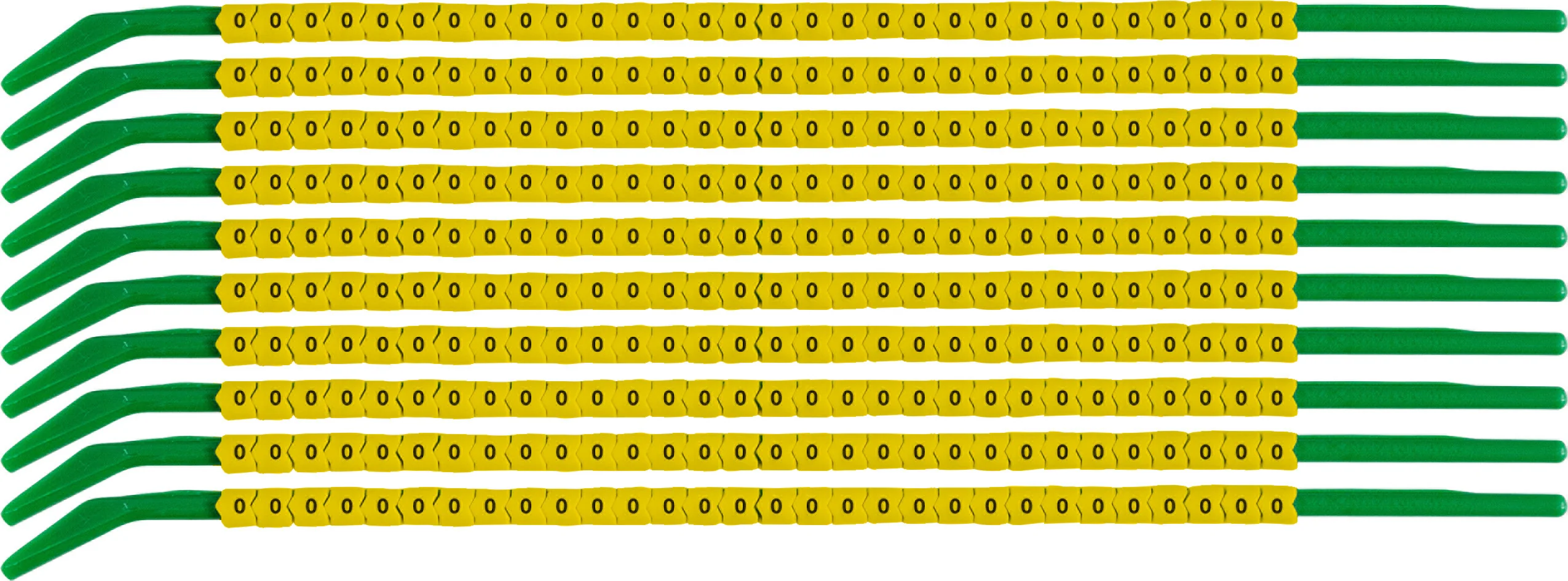 brd333150 - SCNG-09-0 клипсы жёлтые, 300шт/упак, для провода 2,5-3,0мм диаметра, легенда 0